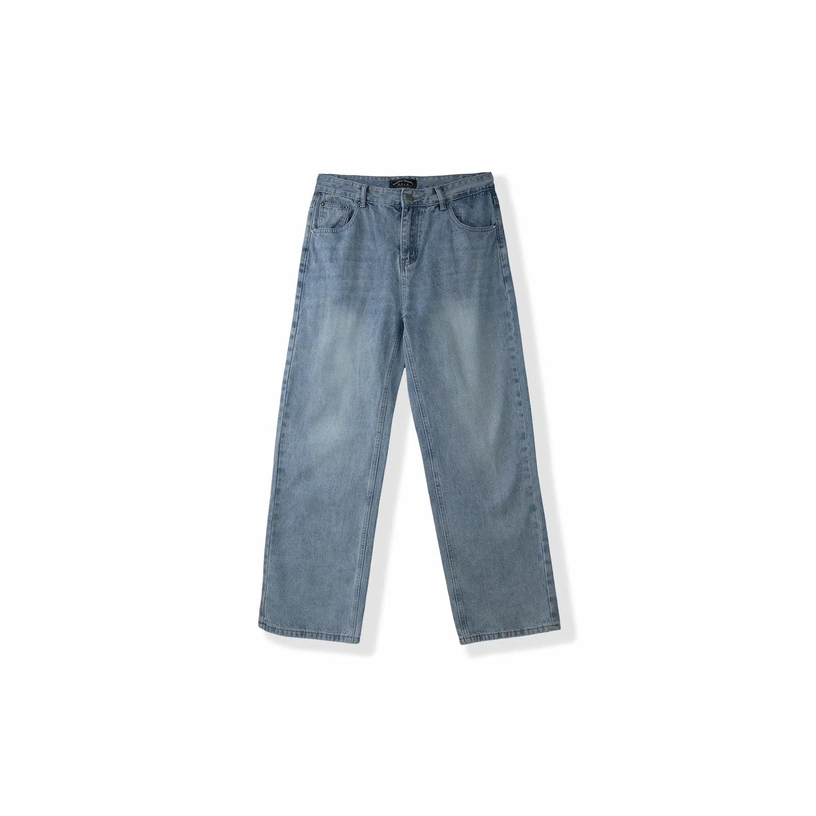 我是大卫 美式高街直筒阔腿百搭时尚宽松牛仔裤 男女同款 深蓝色