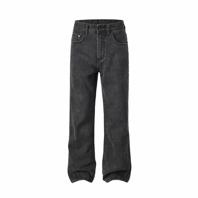 赞仕 美式直筒小众经典纯色简约长裤牛仔裤 男女同款 雅致灰