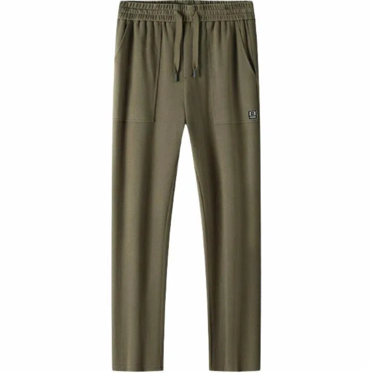 红豆 系带舒适纯色直筒宽松休闲裤 男款