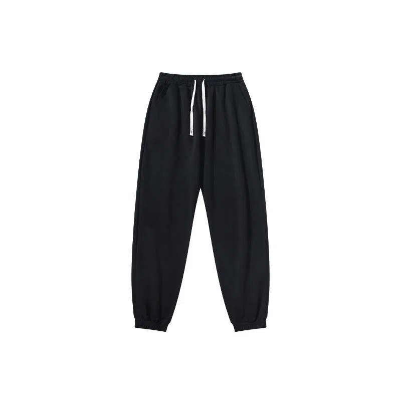 乱步 纯色复古直筒垂感运动松紧卫裤学生宽松百搭情侣休闲长裤 男女同款