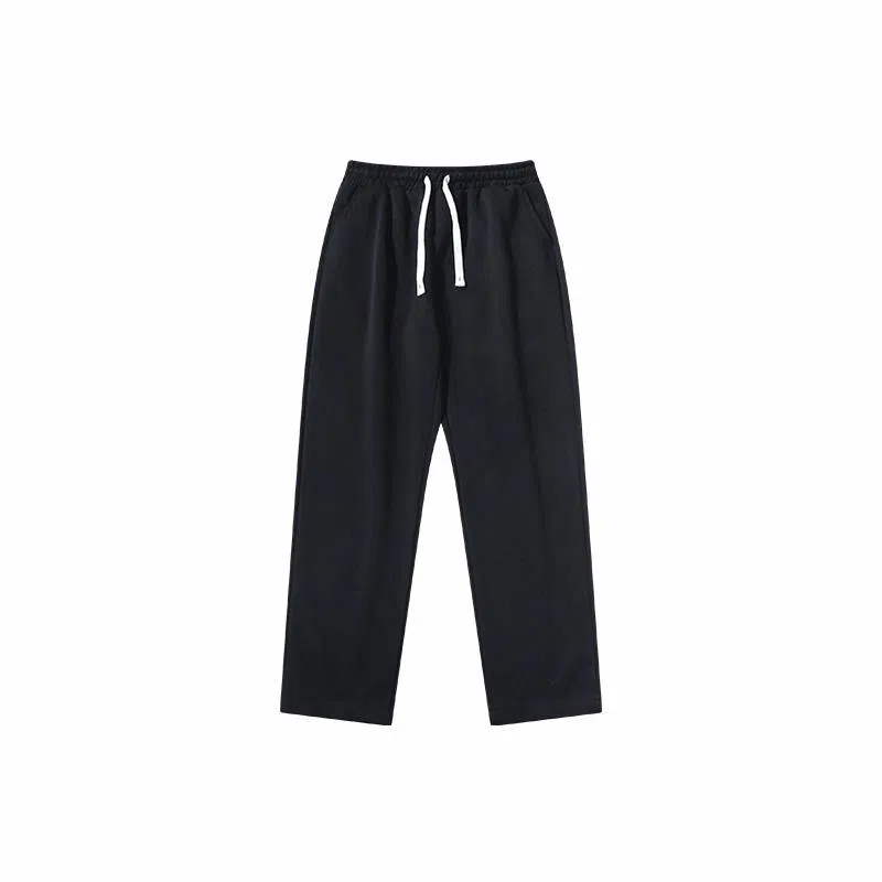 乱步 纯色复古直筒垂感运动松紧卫裤学生宽松百搭情侣休闲长裤 男女同款