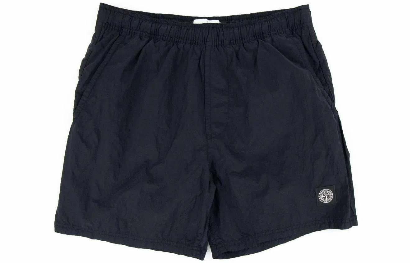Stone Island Metal Nylon Logo Shorts Navy Blue