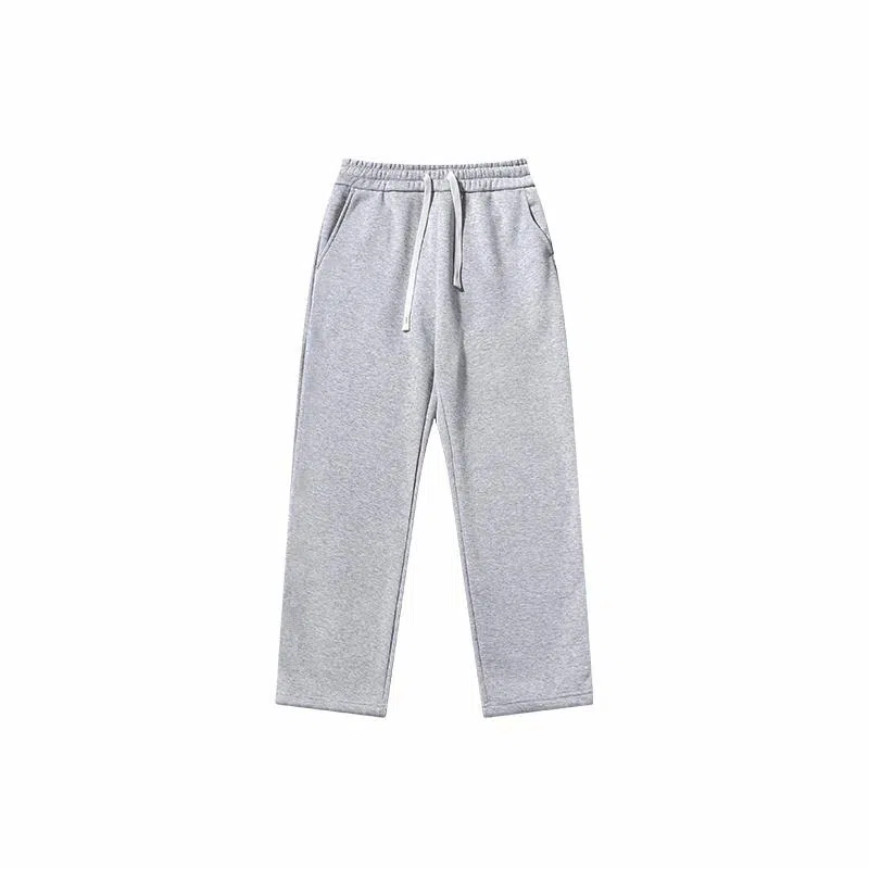 乱步 纯色复古直筒垂感运动松紧卫裤学生宽松百搭情侣休闲长裤 男女同款