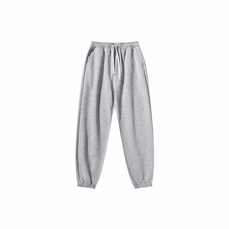 乱步 纯色复古直筒垂感运动松紧卫裤学生宽松百搭情侣休闲长裤 男女同款