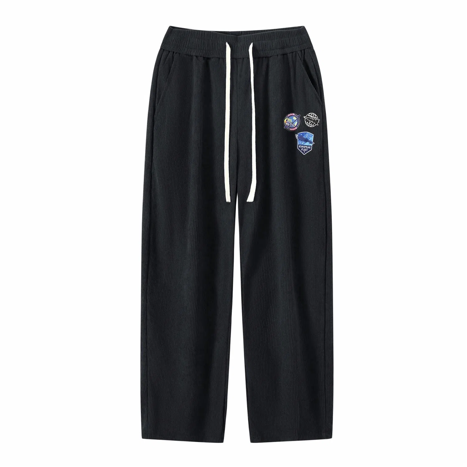 三体 战舰系列 简约基础款宽松阔腿修身百搭松紧系绳直筒垂感自然美式复古高街潮牌时尚舒适透气户外徒步爬山休闲裤 男女同款