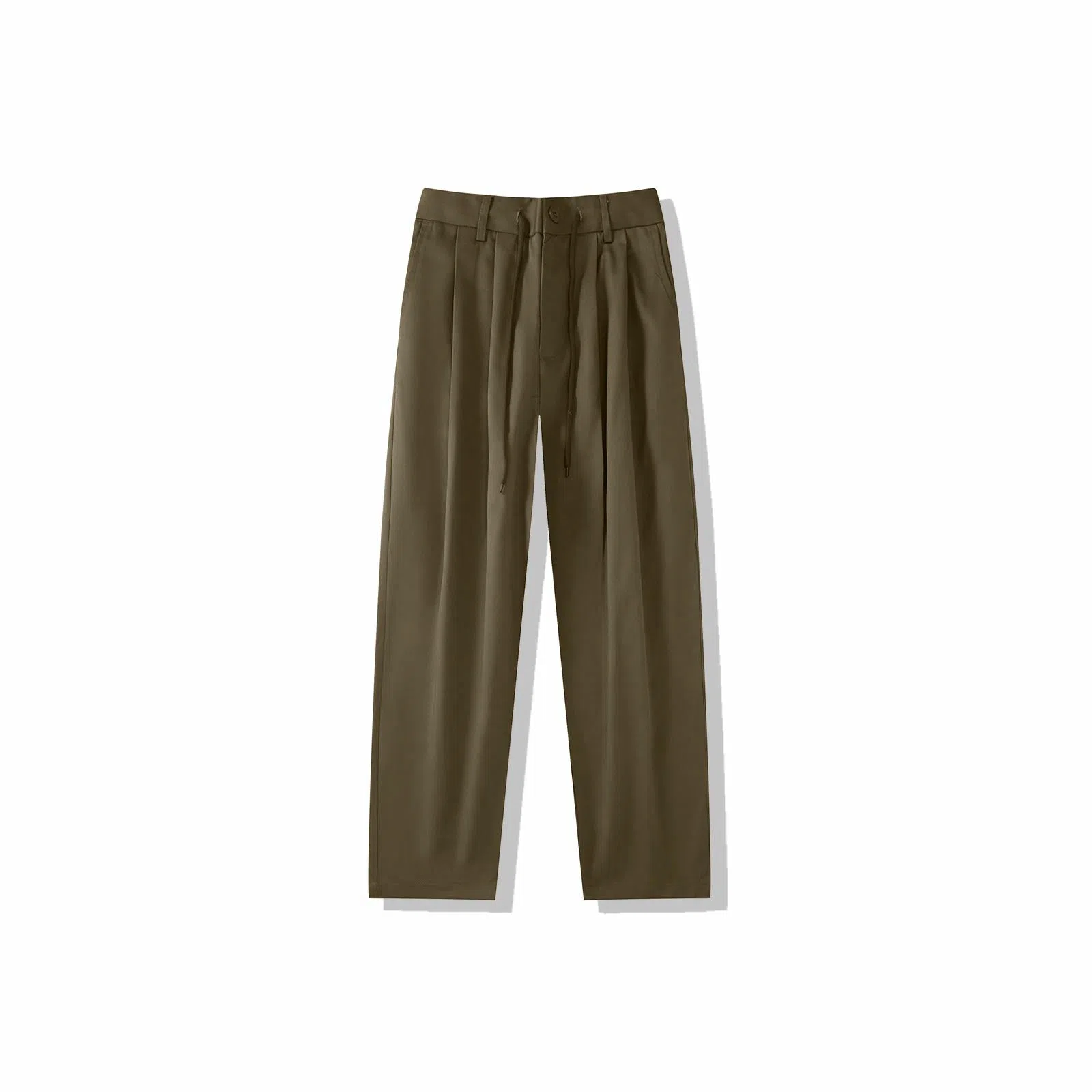 我是大卫 日系直筒褶皱原宿风百搭休闲裤 男女同款 卡其色