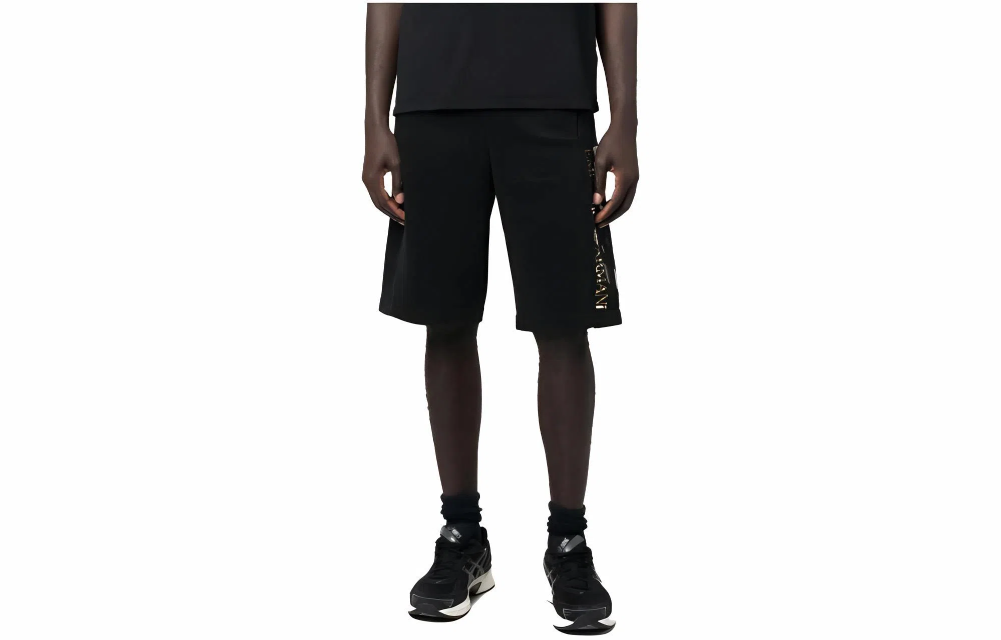 Emporio Armani SS23 Logo Print Shorts Black