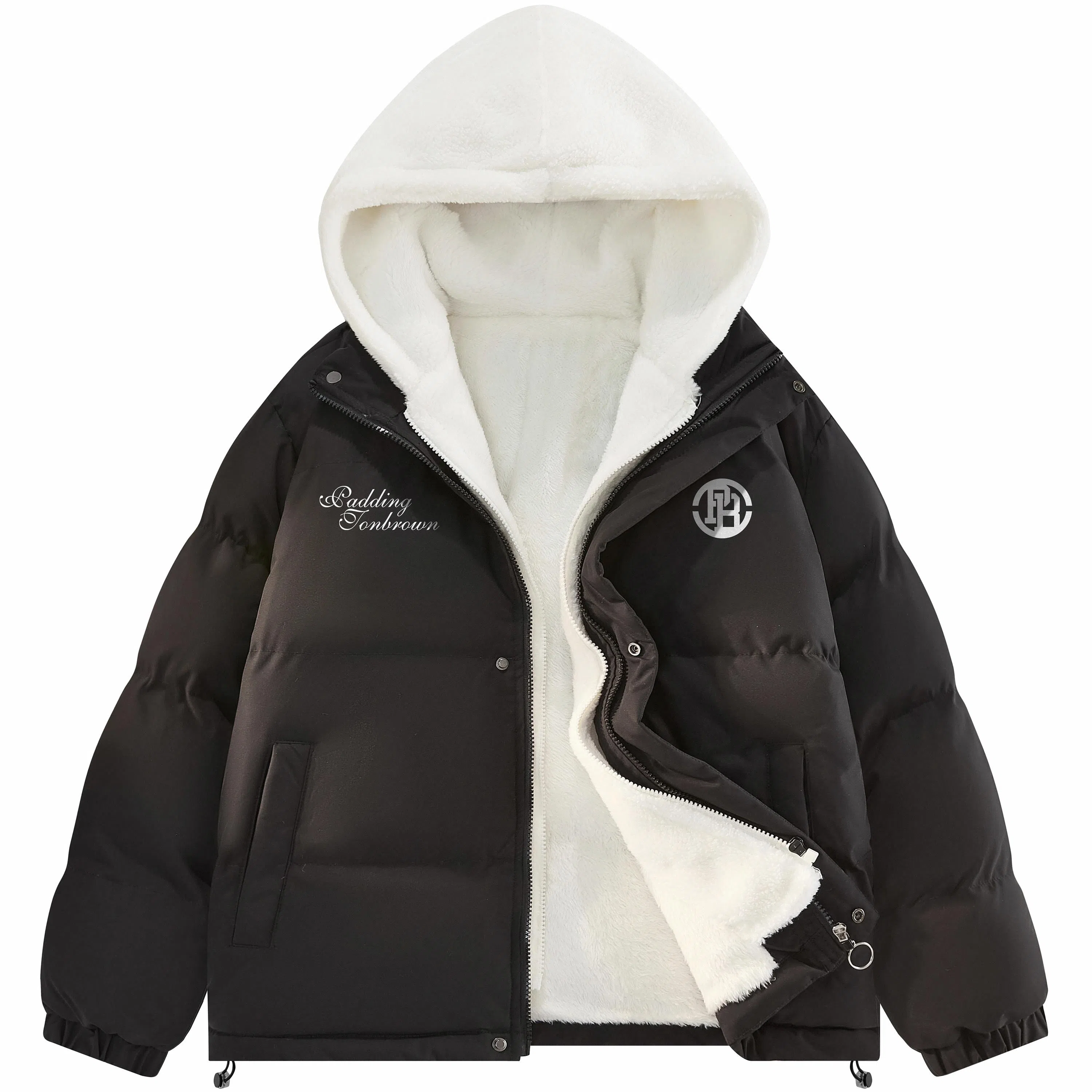 帕丁顿熊 假两件连帽拼接纯色宽松休闲防风面包服防寒保暖加厚棉服 男女同款