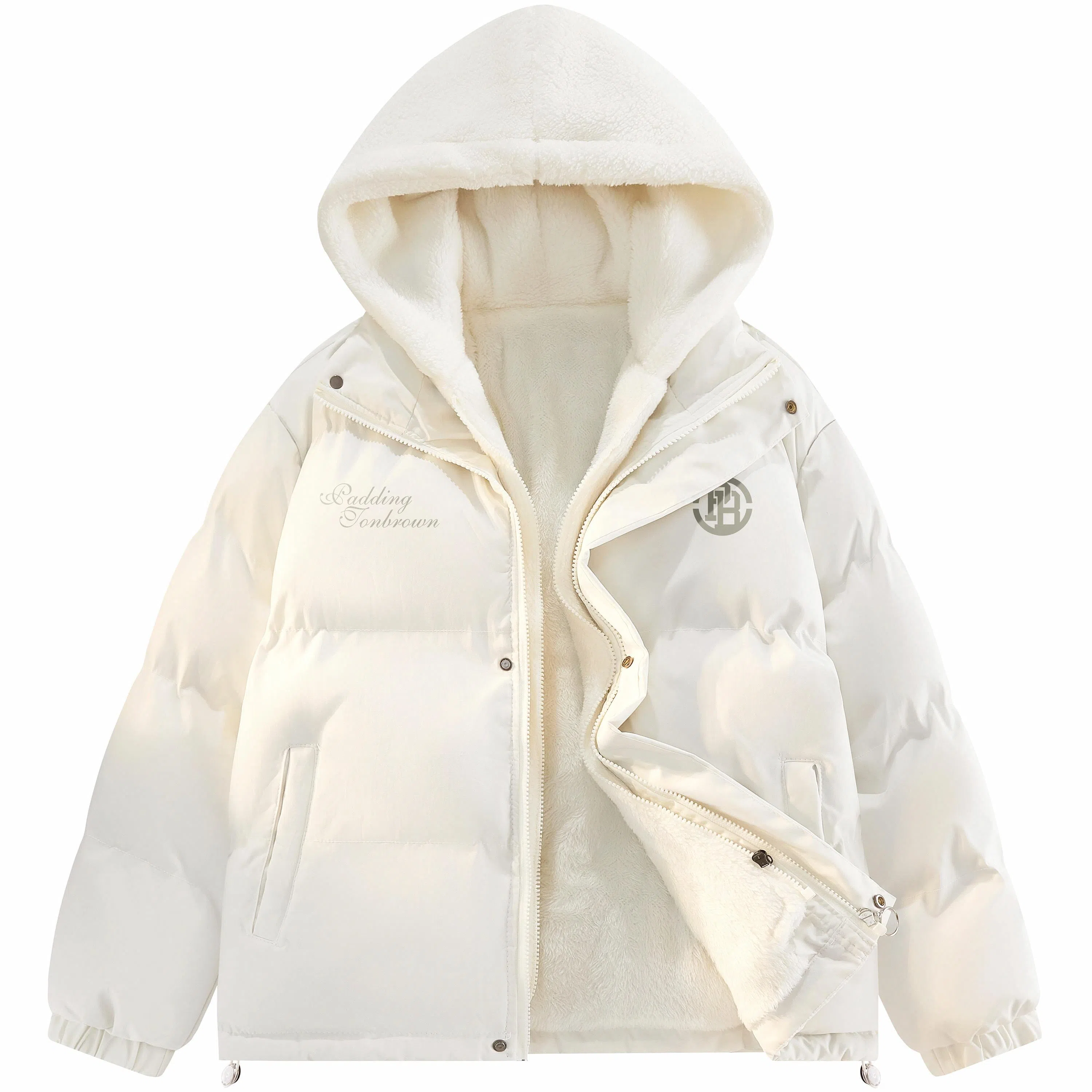 帕丁顿熊 假两件连帽拼接纯色宽松休闲防风面包服防寒保暖加厚棉服 男女同款