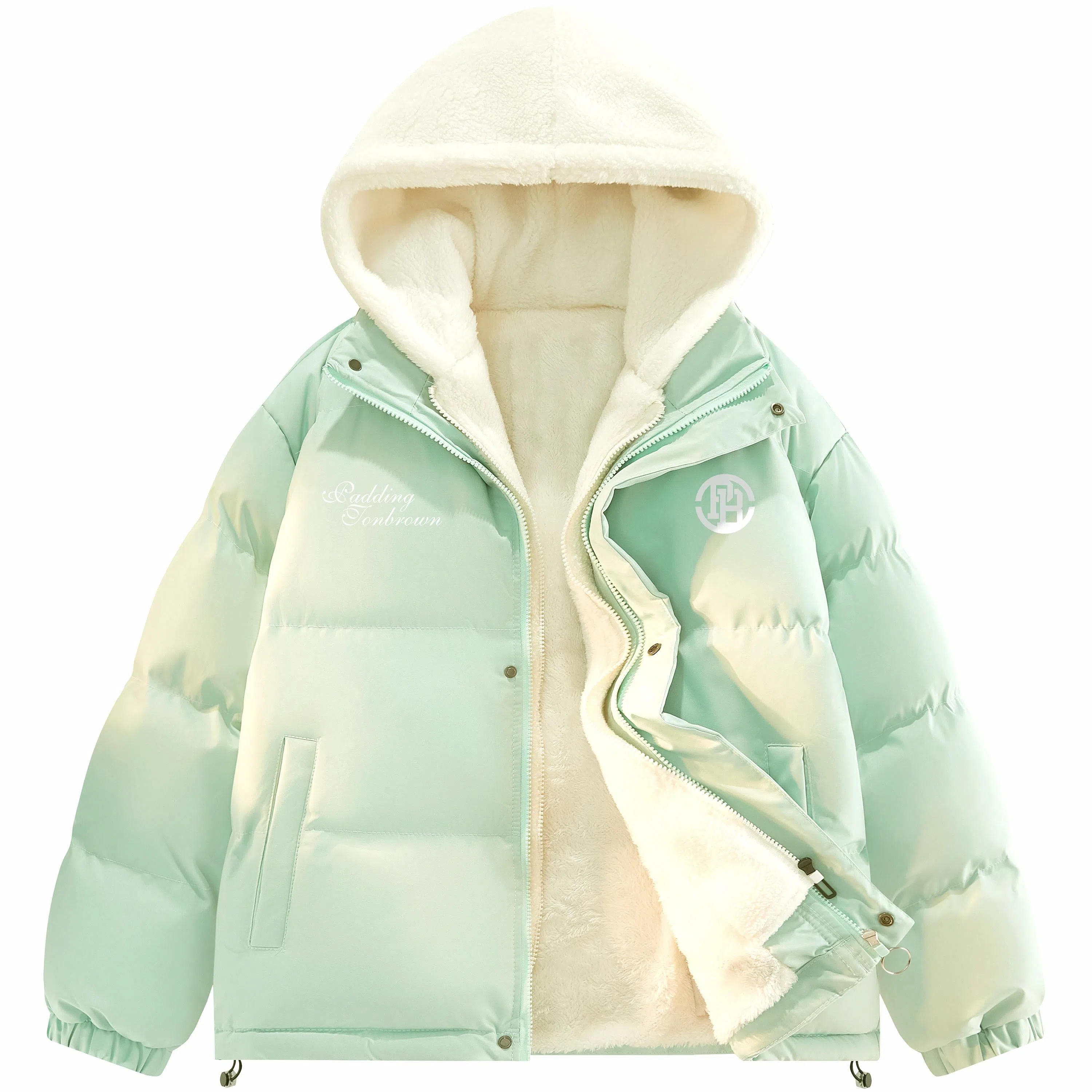 帕丁顿熊 假两件连帽拼接纯色宽松休闲防风面包服防寒保暖加厚棉服 男女同款