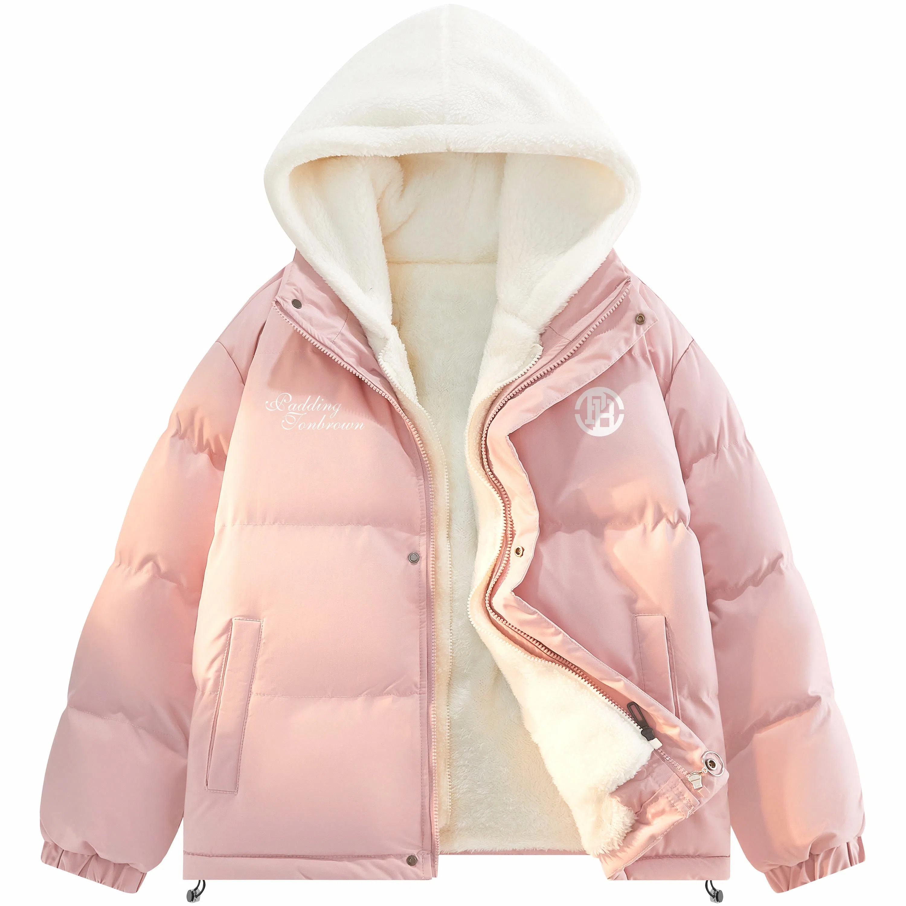 帕丁顿熊 假两件连帽拼接纯色宽松休闲防风面包服防寒保暖加厚棉服 男女同款