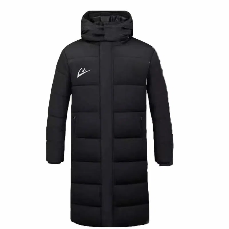 音速猫 字母印花长款连帽加厚宽松拉链棉服 男女同款 黑色