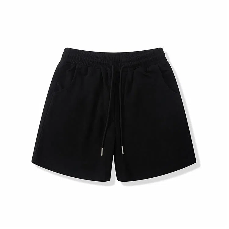我是大卫 潮流时尚直筒宽松韩版简约纯色百搭五分休闲短裤 男女同款 黑色