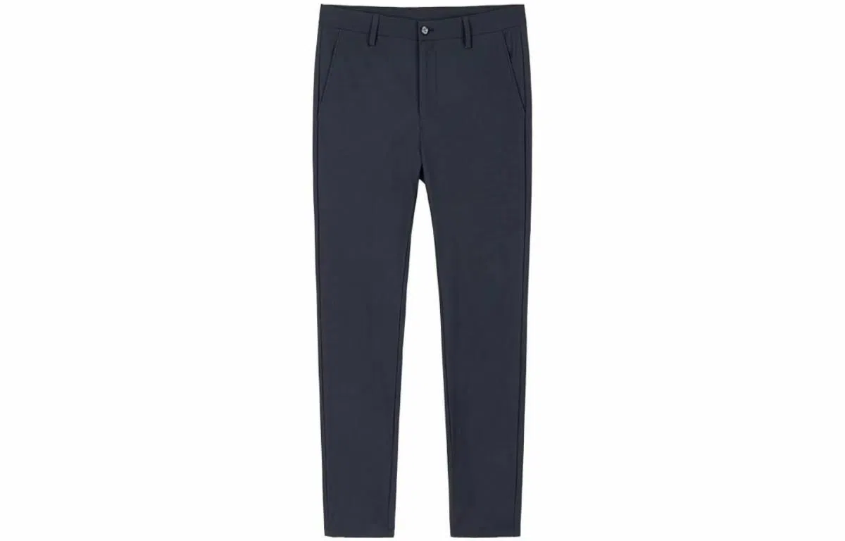 才子 商务修身条纹弹力纯色休闲裤 男款 深蓝色