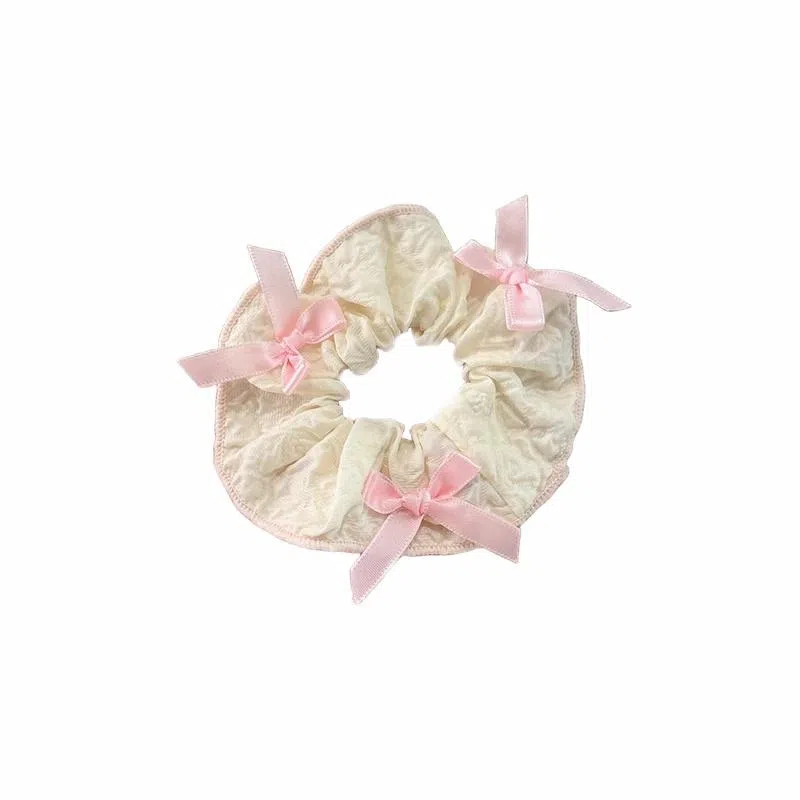 水中玉 粉色碎花蝴蝶结大肠发圈扎头发绳可爱头饰 皮筋 头绳 女款