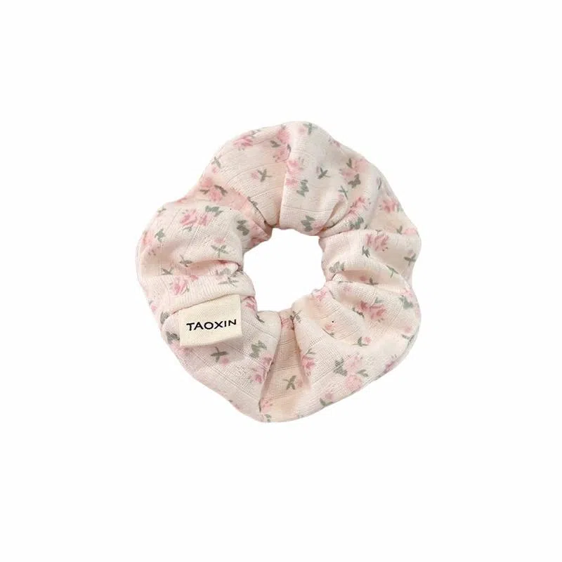 水中玉 粉色碎花蝴蝶结大肠发圈扎头发绳可爱头饰 皮筋 头绳 女款