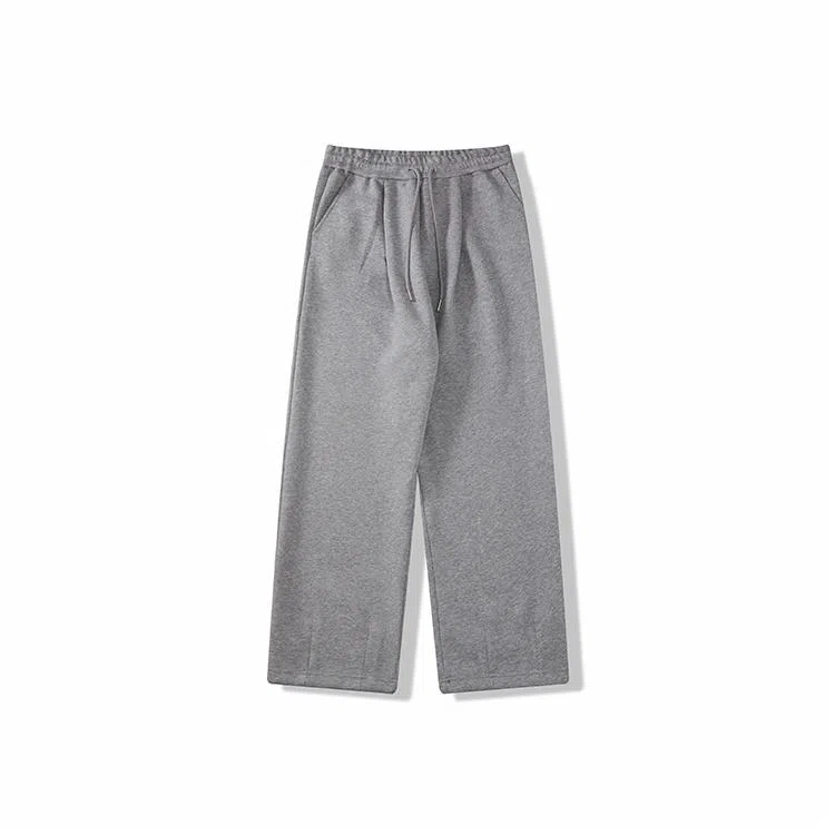 我是大卫 美式高街潮牌宽松灰色重磅松紧腰褶皱直筒休闲裤 男女同款 灰色