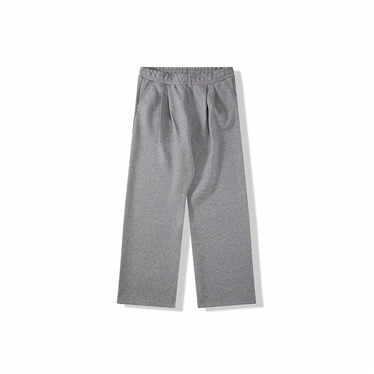 我是大卫 纯色松紧宽松阔腿直筒休闲裤 男款 灰色