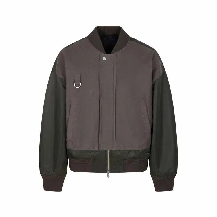 速写 短款拼接时尚舒适街头棒球领飞行员外套棉服 男款 蓝海松茶