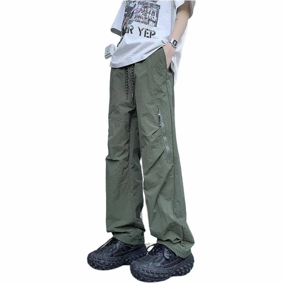 煦加 直筒纯色系带休闲裤 男款