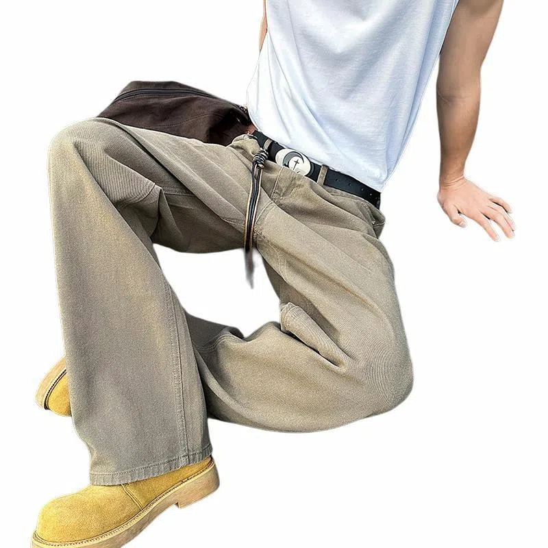 中国航天 美式高街复古水洗休闲裤 男女同款