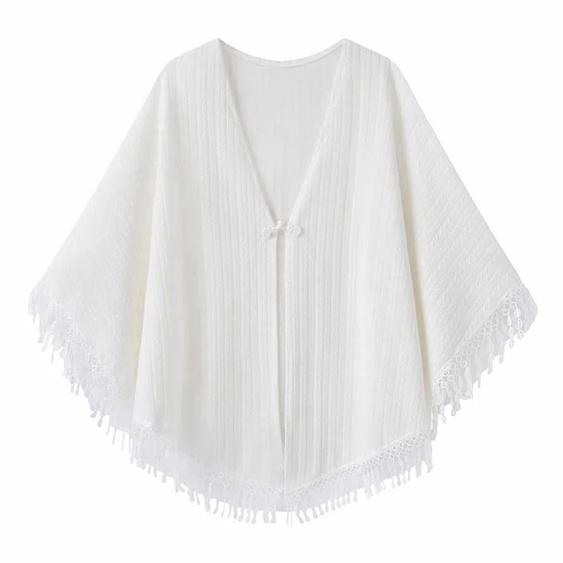 北极绒 复古古风高级感蕾丝镂空流苏外搭潮流百搭气质优雅日常出游 披肩 女款