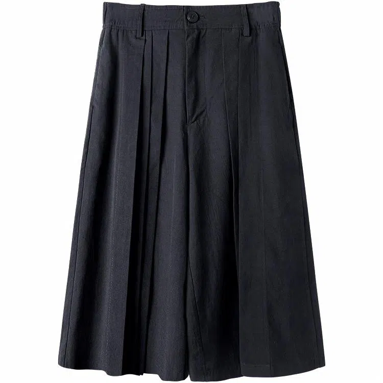 幻象者 简约纯色原创设计垂感六分休闲短裤 男女同款 黑色