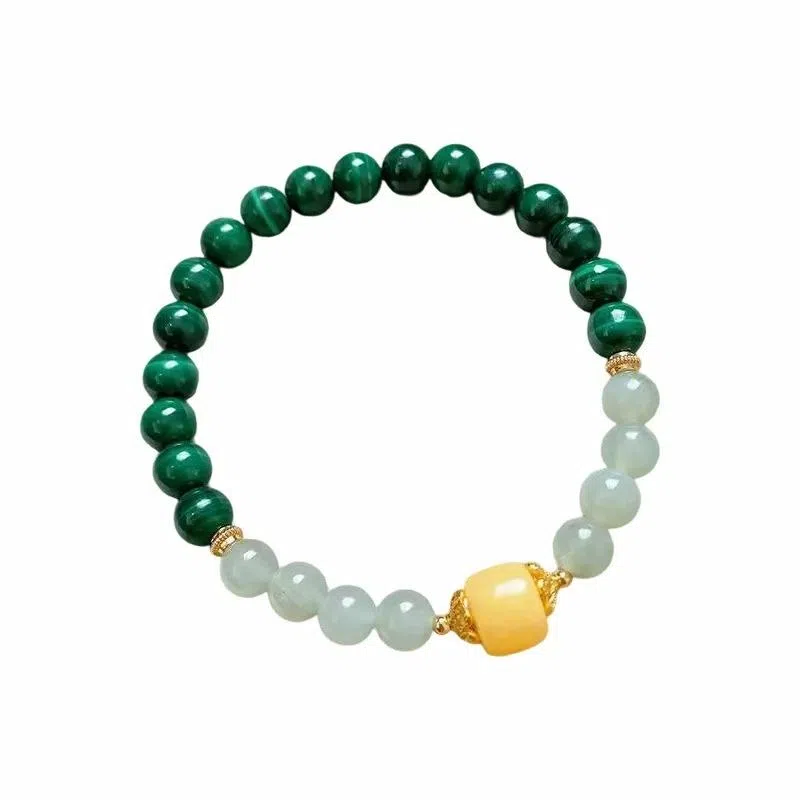 【青山绿水】 指尖瑰宝 万物生长保持热爱吉祥幸福前程似锦安宁健康情绪稳定富贵平安#好运天然 孔雀石 手串 男女同款情侣款