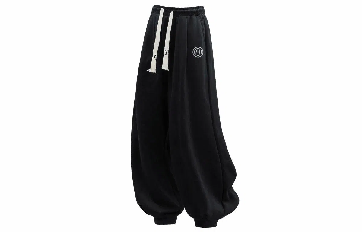 国际米兰足球俱乐部 字母印花宽松束脚美式高街阔腿裤长裤抽绳基础款休闲裤 男女同款