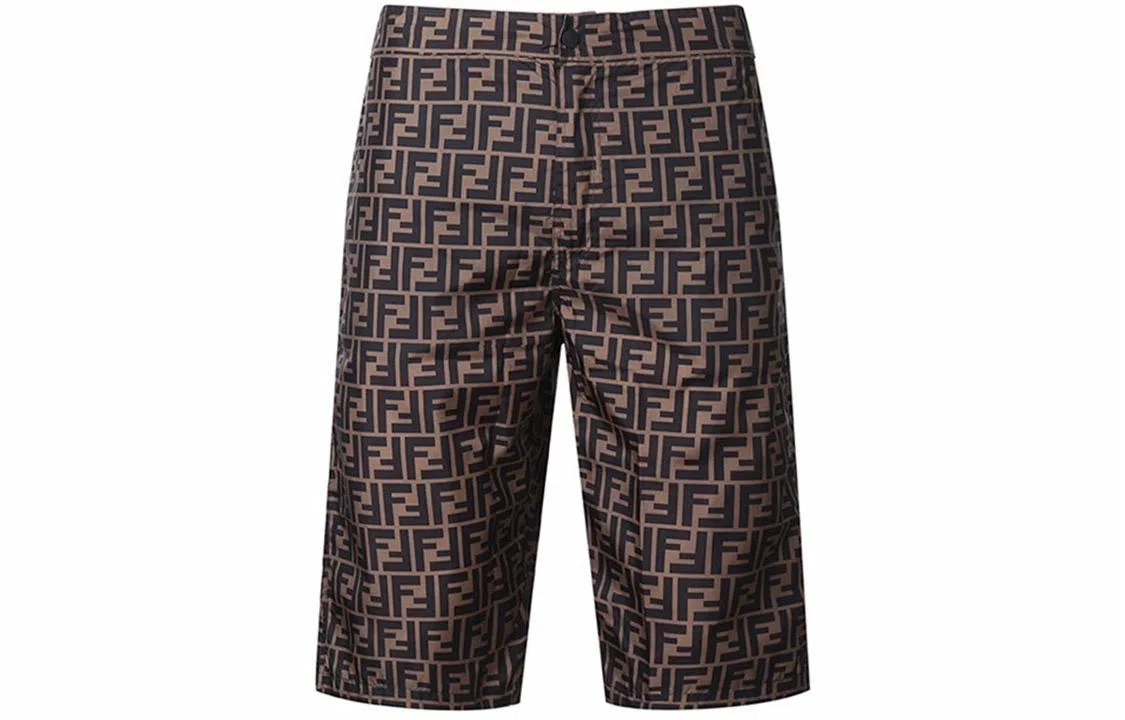 Fendi FF Pattern Swim Shorts Brown