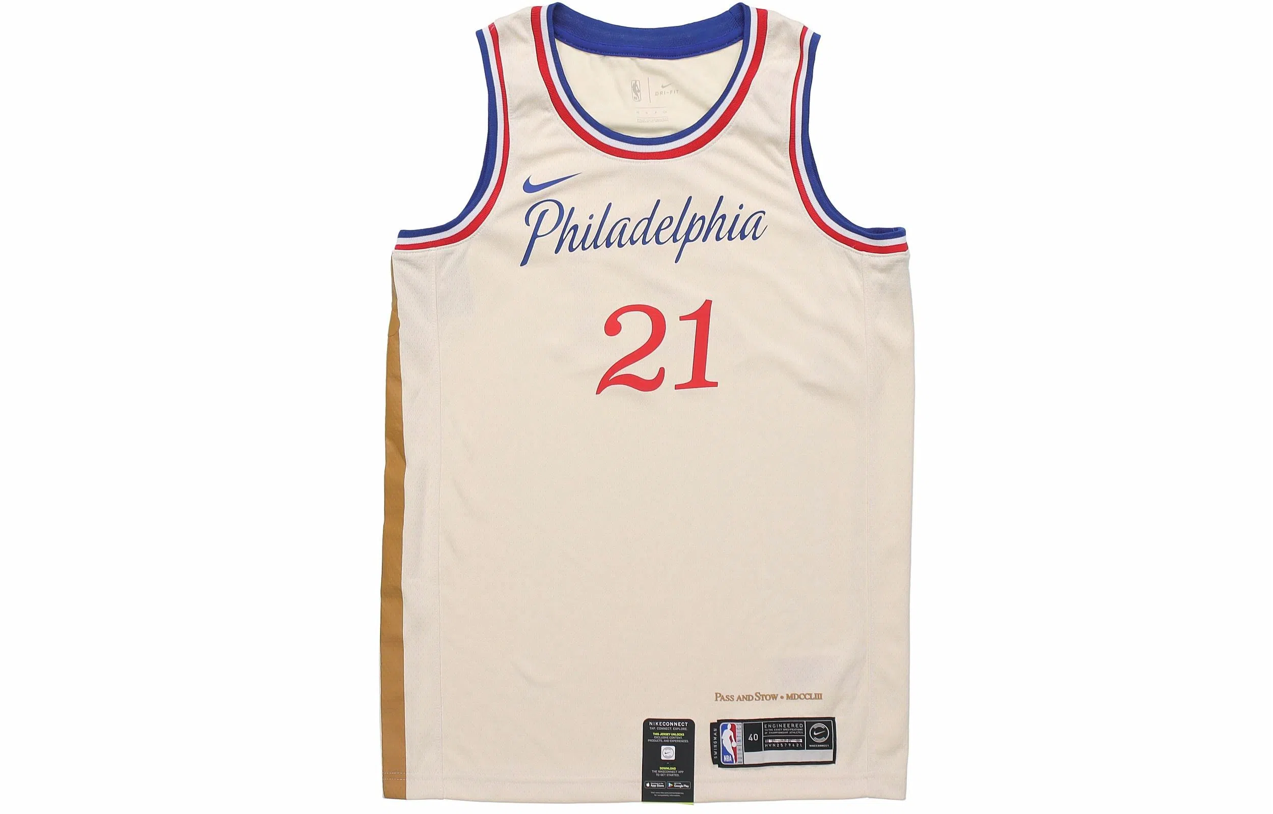 Nike NBA City Edition Embiid 21 Jersey Beige
