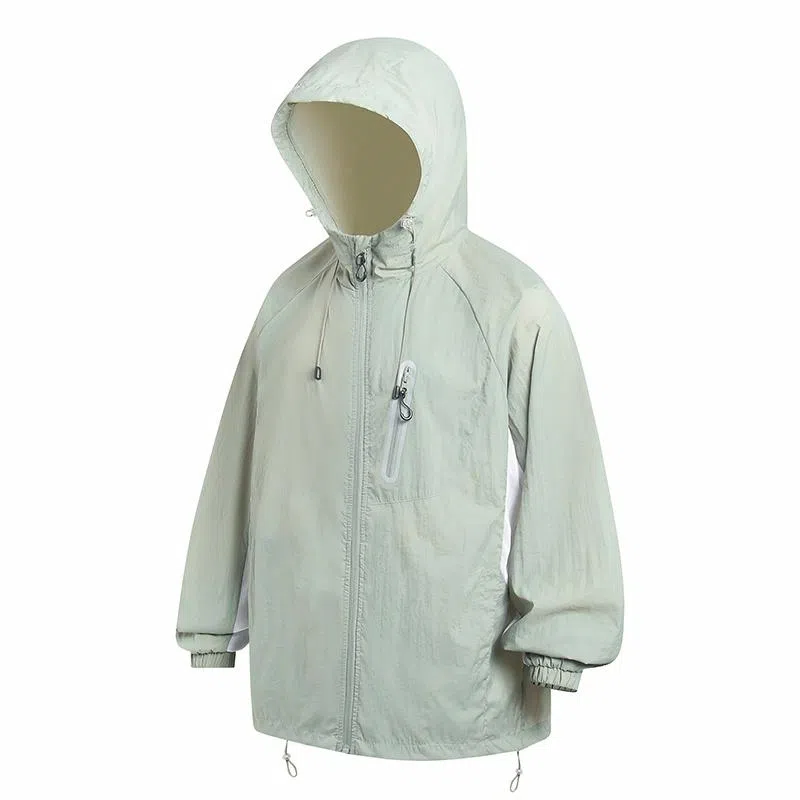 物质公式 高街美式复古百搭休闲时尚舒适超轻透气常规宽松纯色条纹连帽拉链直筒薄款长袖防晒服 男女同款