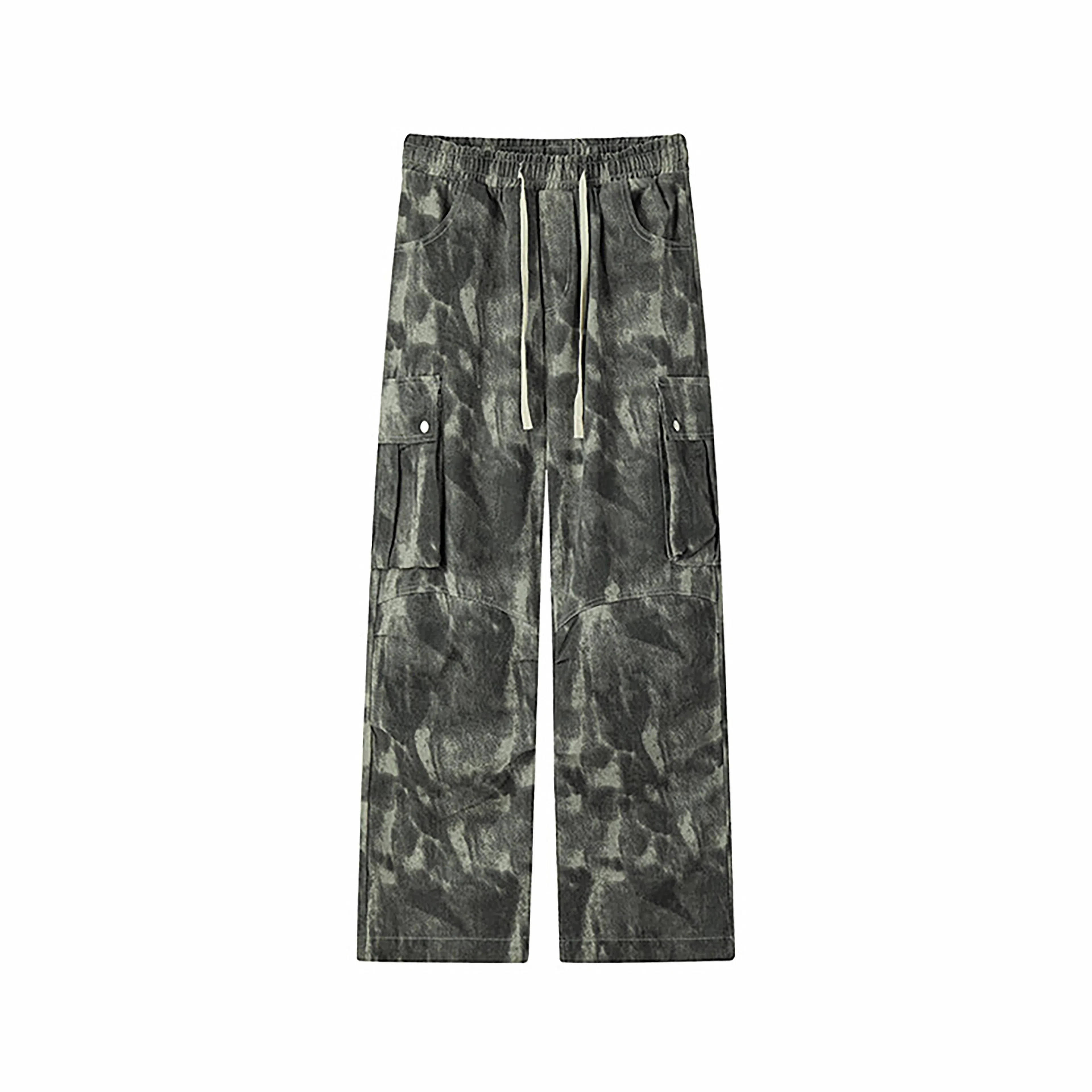 XUJIA Retro Street Straight Pants Camo