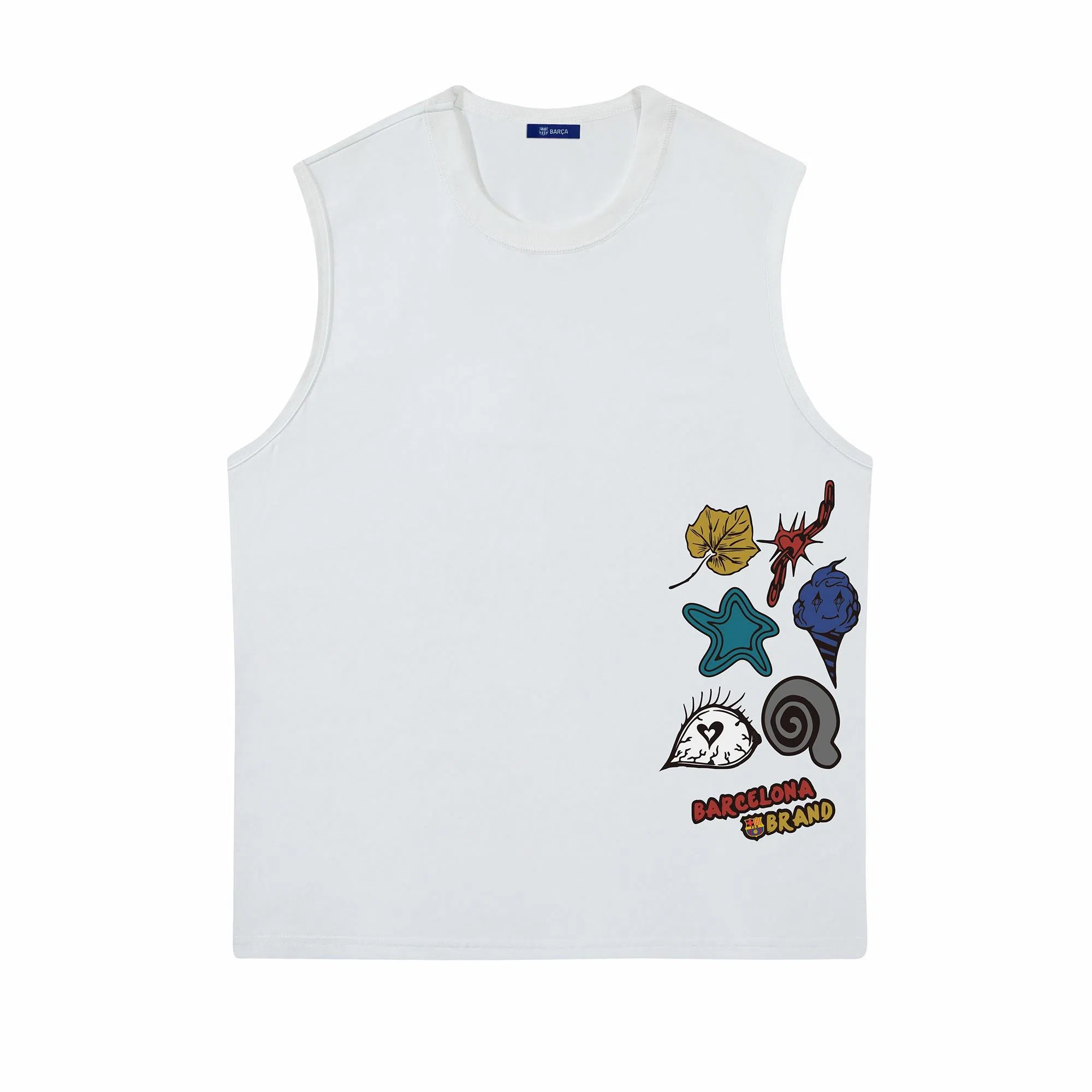 巴塞罗那足球俱乐部 日系简约基础款宽松柔软舒适亲肤通勤百搭做旧无袖背心 男女同款