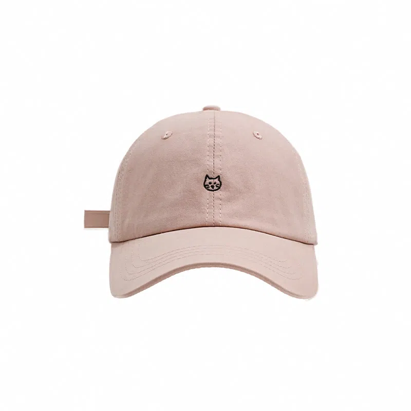 祎步康 可爱小猫刺绣薄款宽帽檐显脸小软顶百搭潮 棉 鸭舌帽 男女同款情侣款