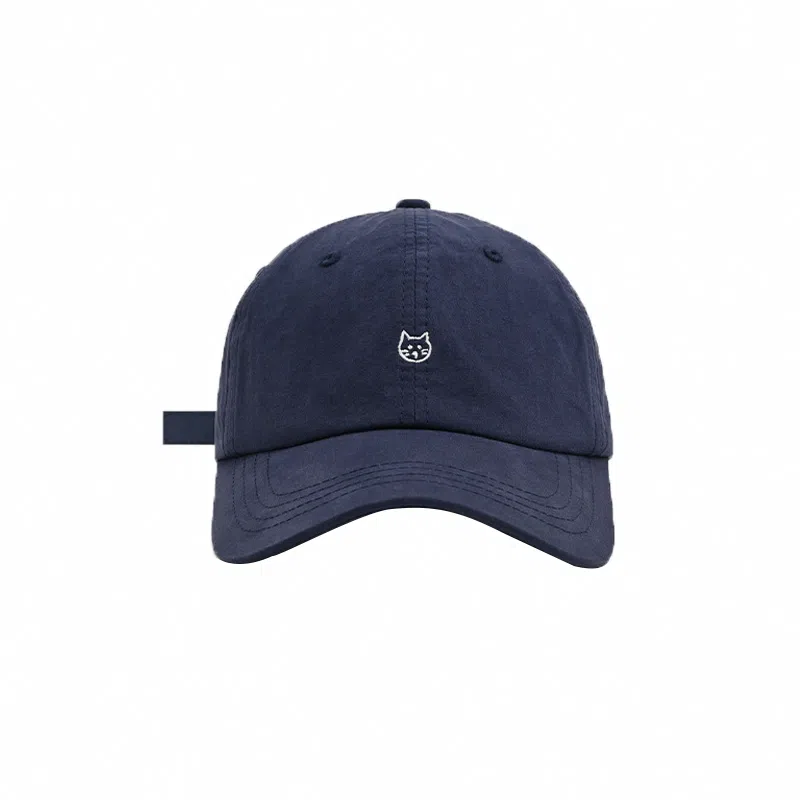 祎步康 可爱小猫刺绣薄款宽帽檐显脸小软顶百搭潮 棉 鸭舌帽 男女同款情侣款