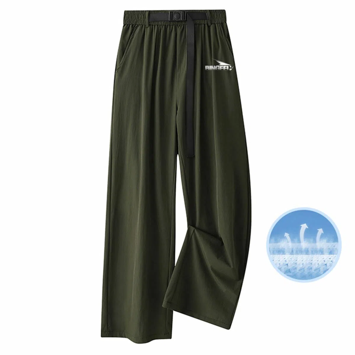 冰飞 美式复古无性别主义风个性手绘创意几何图案字母印花裤腰带宽松百搭显瘦简约冰丝空调裤基础款凉感休闲裤 男女同款