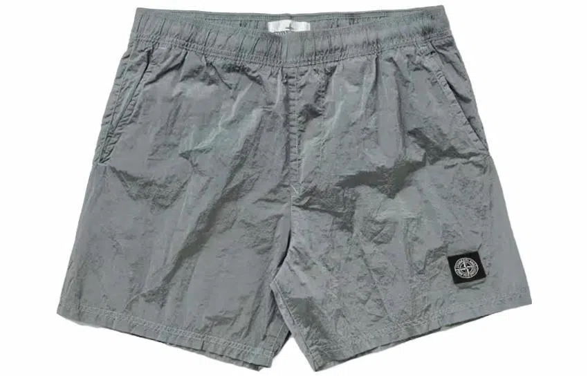 Stone Island Silver Nylon Shorts