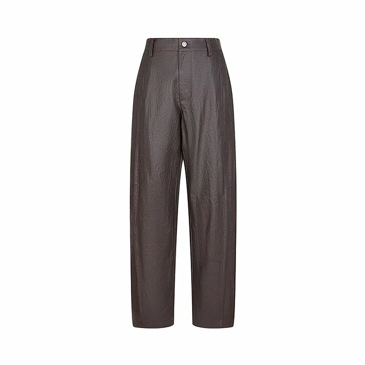 速写 日常合体简约纯色直筒休闲裤 男款 深棕