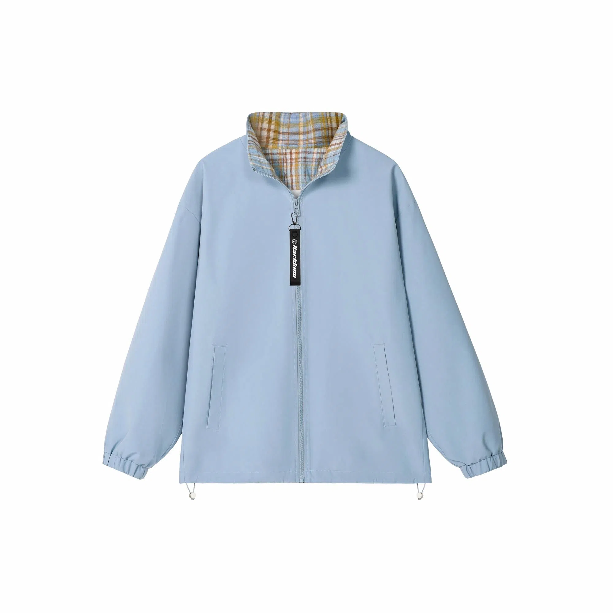 大卫贝肯 美式高街嘻哈街头学院风基础款花格条纹设计简约时尚百搭立领拉链休闲通勤潮牌宽松防风防水无性别主义长袖夹克外套 男女同款