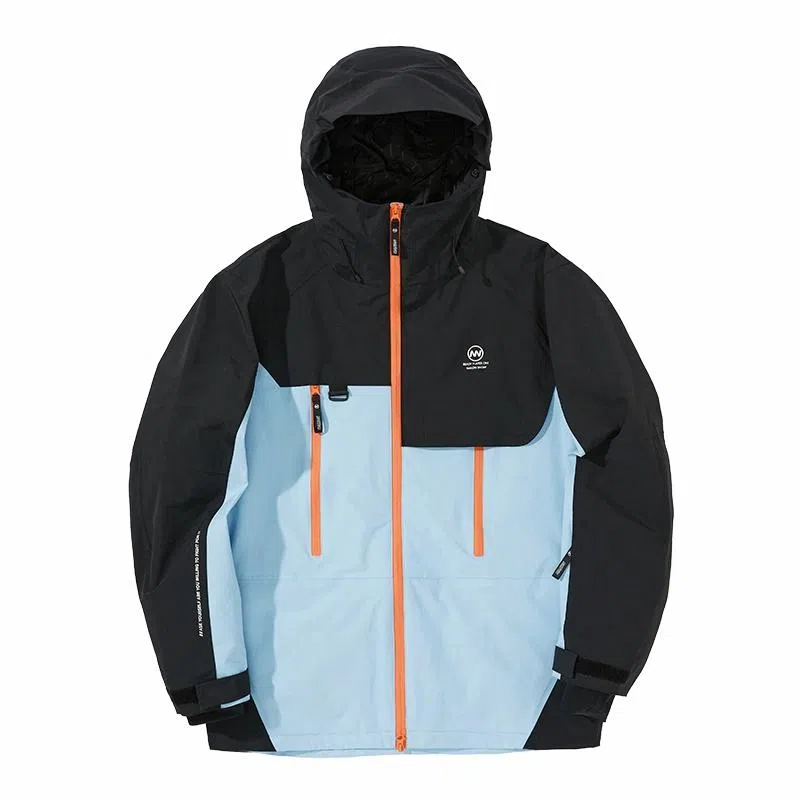 南恩 拼色户外防风防水保暖加厚拉链连帽滑雪衣 男女同款