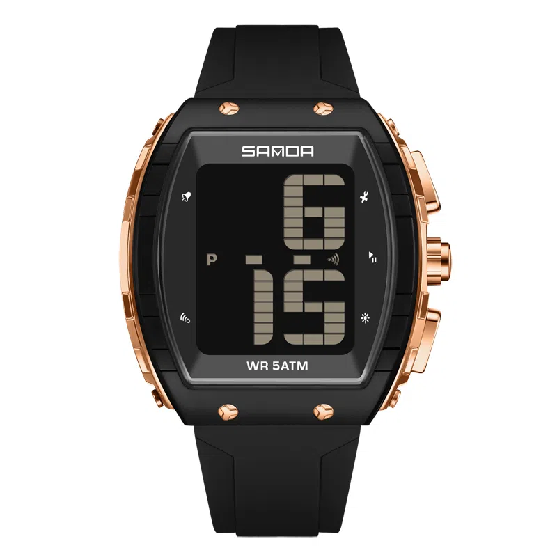 三达 时尚潮流老人整点报时大字腕表 电子机芯 硅胶表带 国表 男女同款 白色表盘