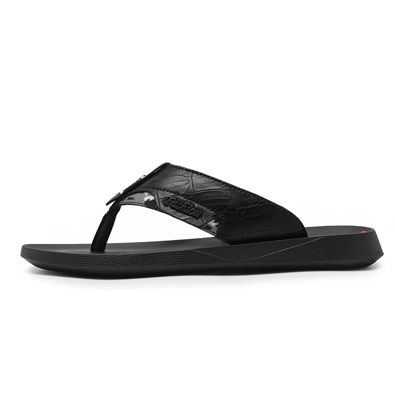 潮泽 潮流通勤百搭简约 车缝线 速干人字拖鞋 男款