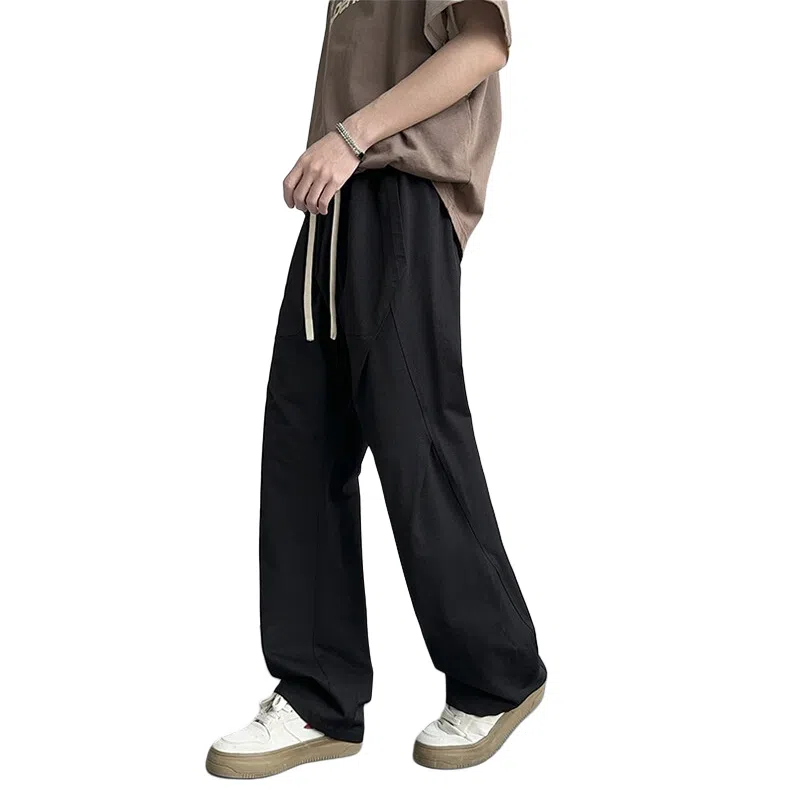 颂希尔 美式微褶直筒宽松运动休闲裤 男女同款