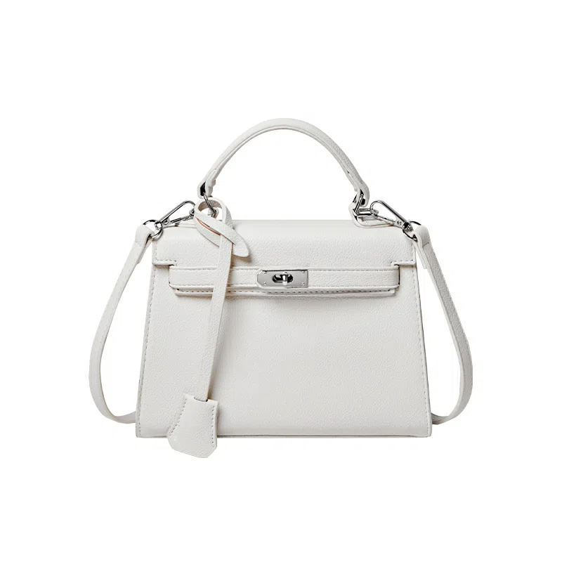 纳兰杜 高级感时尚百搭通勤小众设计 合成革 手提包 女款 白色/黑色