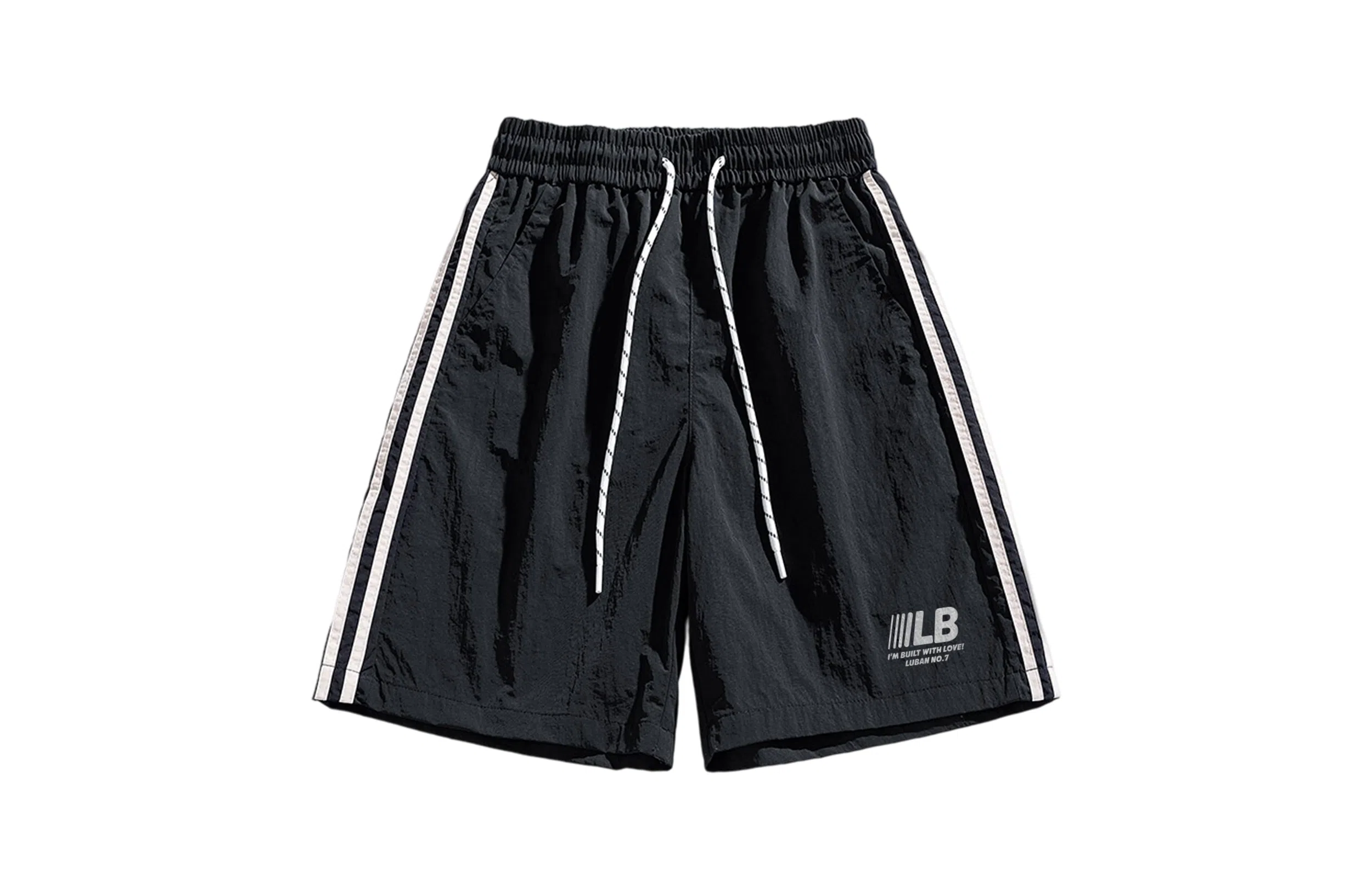 王者荣耀 鲁班七号星空梦想款 美式复古拼接撞色速干冰感宽松系带垂感亲肤透气中腰日常通勤直筒休闲短裤 男女同款