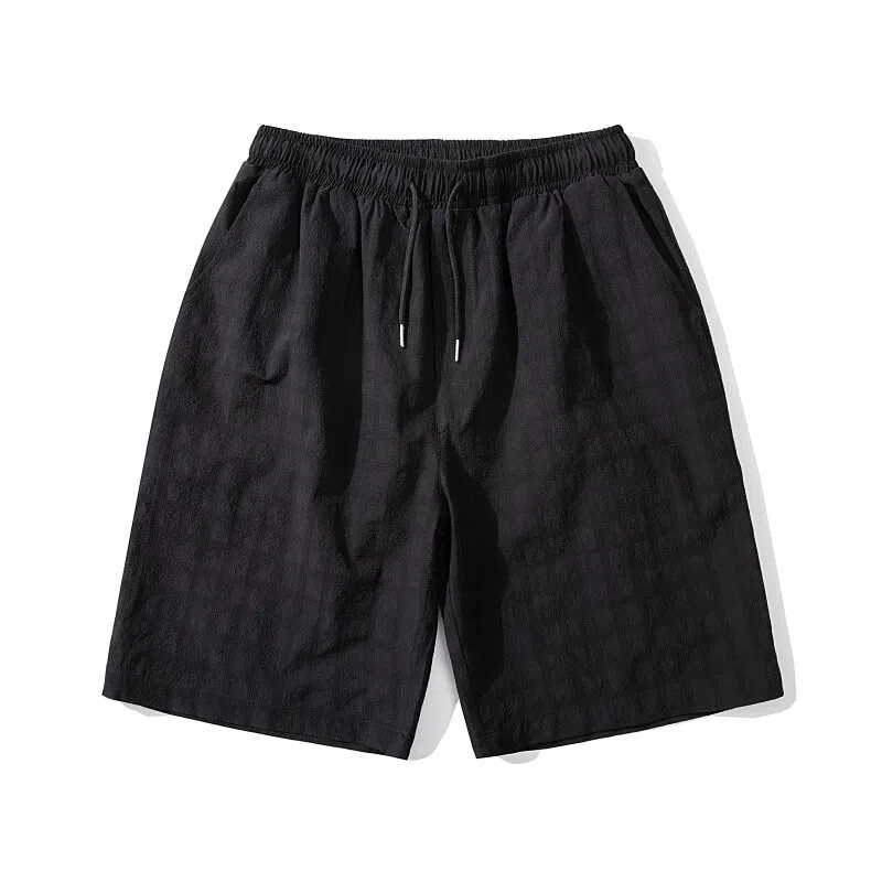 【dme】 夏季个性设计纯色基础款宽松中裤情侣时尚舒适百搭潮流肌理感五分休闲短裤 男女同款