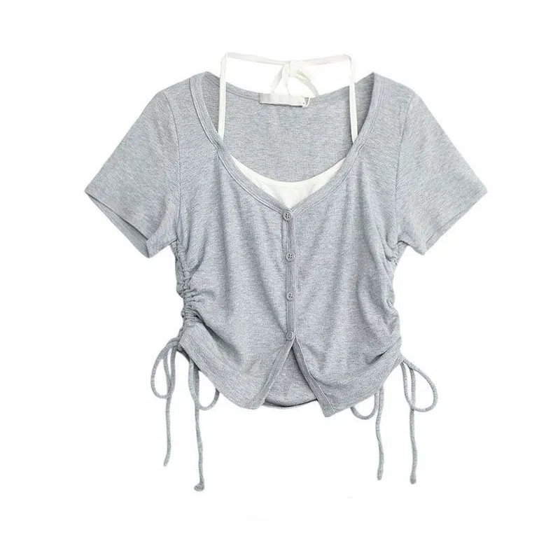 JUFU V-Neck Short Sleeve T-Shirt