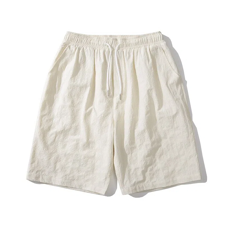 【dme】 夏季个性设计纯色基础款宽松中裤情侣时尚舒适百搭潮流肌理感五分休闲短裤 男女同款