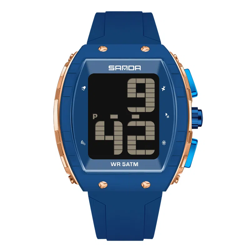 三达 时尚潮流老人整点报时大字腕表 电子机芯 硅胶表带 国表 男女同款 白色表盘